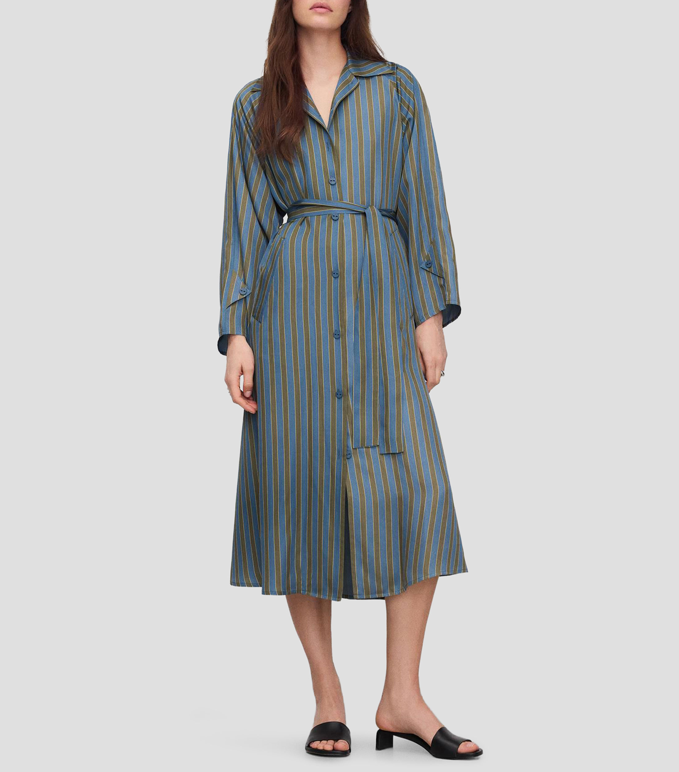 Vestido Casual midi manga larga líneas Mujer